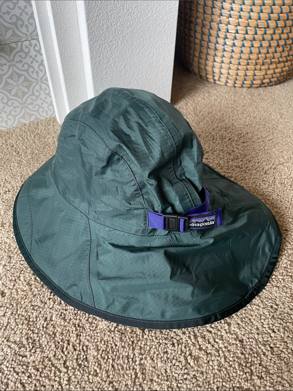 Patagonia Women's Forest Green Wide-Brim Sun Hat OS Nylon Outdoor Granola Hiking